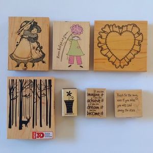 Mixed Lot of 7 Rubber Stamps for Crafting